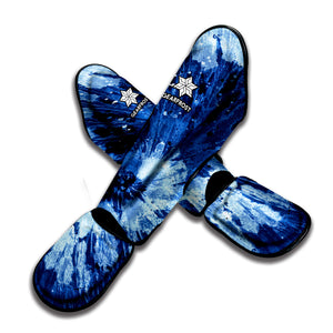 Blue And Black Tie Dye Print Muay Thai Shin Guard