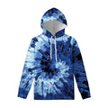 Blue And Black Tie Dye Print Pullover Hoodie