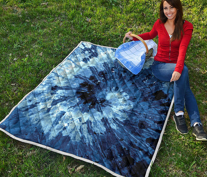 Blue And Black Tie Dye Print Quilt