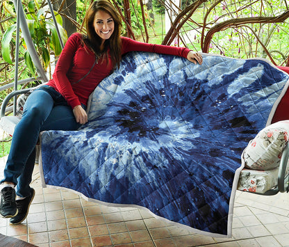 Blue And Black Tie Dye Print Quilt
