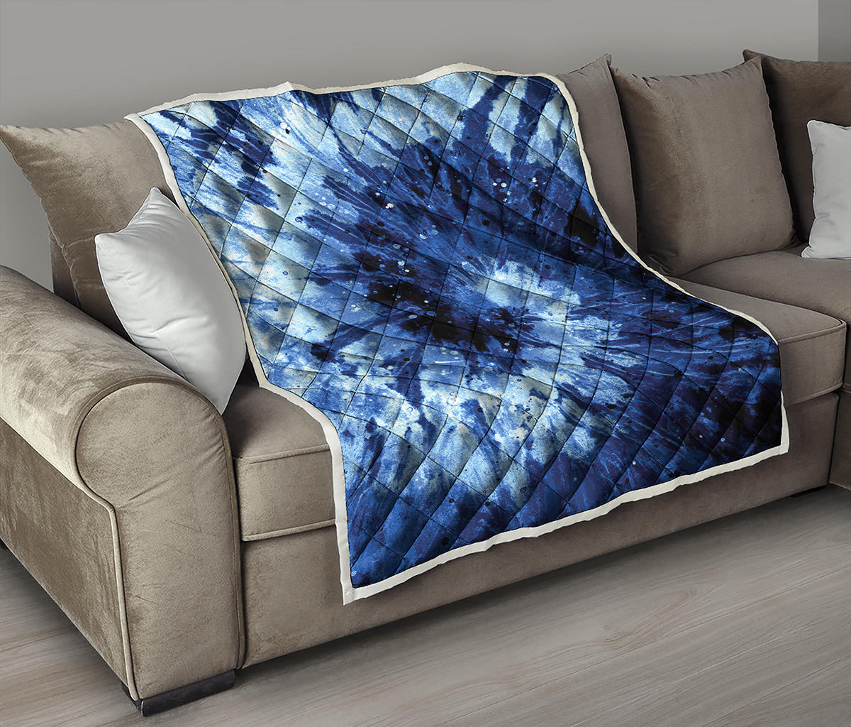 Blue And Black Tie Dye Print Quilt