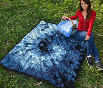 Blue And Black Tie Dye Print Quilt
