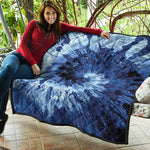 Blue And Black Tie Dye Print Quilt