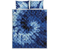 Blue And Black Tie Dye Print Quilt Bed Set