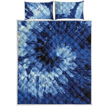 Blue And Black Tie Dye Print Quilt Bed Set