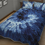 Blue And Black Tie Dye Print Quilt Bed Set