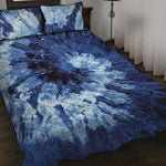 Blue And Black Tie Dye Print Quilt Bed Set