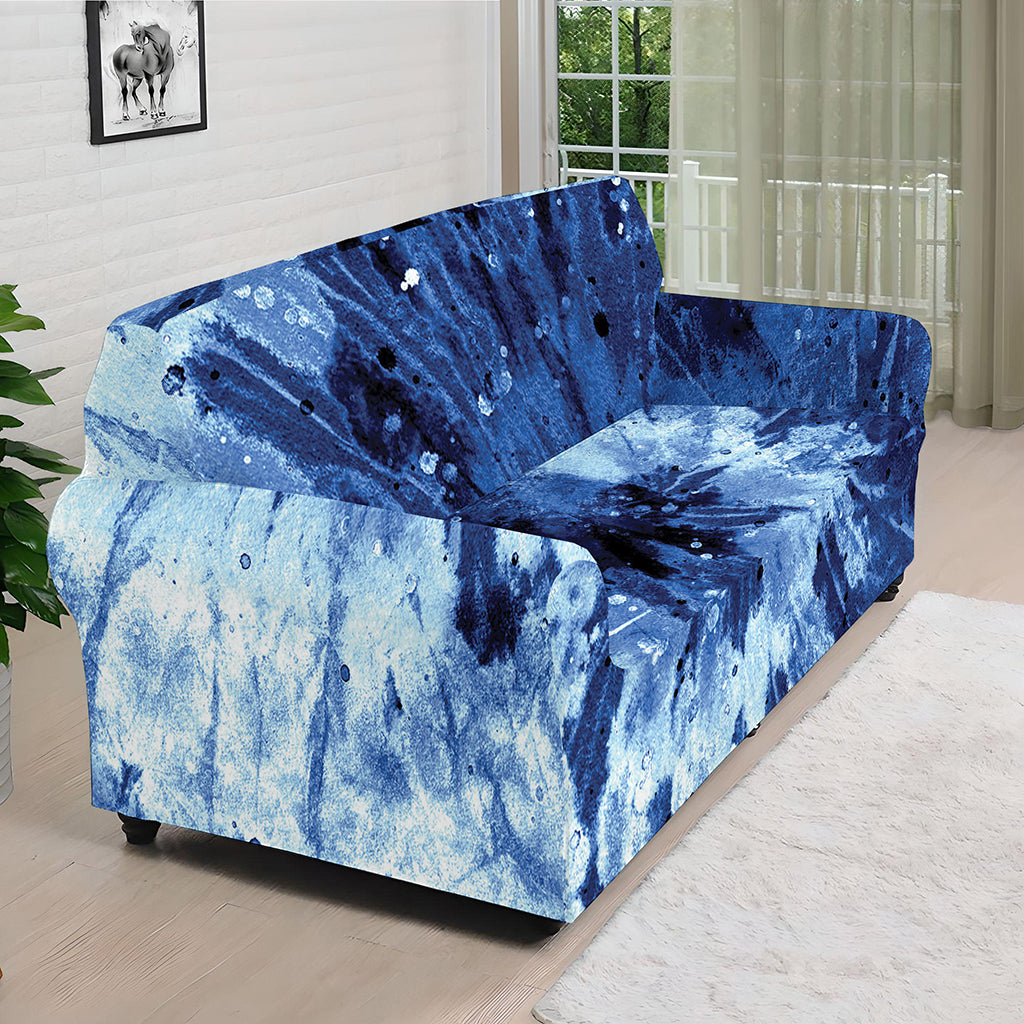 Blue And Black Tie Dye Print Sofa Cover
