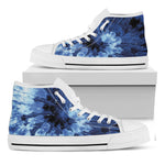 Blue And Black Tie Dye Print White High Top Shoes