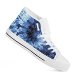 Blue And Black Tie Dye Print White High Top Shoes