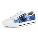 Blue And Black Tie Dye Print White Low Top Shoes