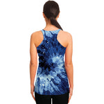Blue And Black Tie Dye Print Women's Racerback Tank Top