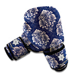 Blue And Brown Damask Pattern Print Boxing Gloves