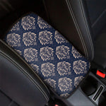 Blue And Brown Damask Pattern Print Car Center Console Cover