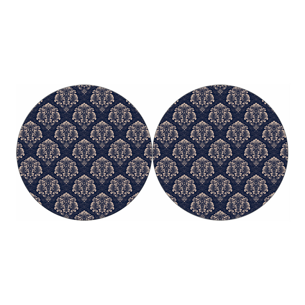 Blue And Brown Damask Pattern Print Car Coasters