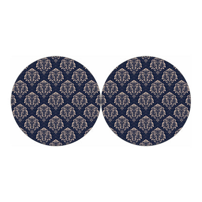 Blue And Brown Damask Pattern Print Car Coasters
