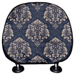 Blue And Brown Damask Pattern Print Car Headrest Covers