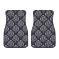 Blue And Brown Damask Pattern Print Front Car Floor Mats