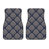 Blue And Brown Damask Pattern Print Front Car Floor Mats