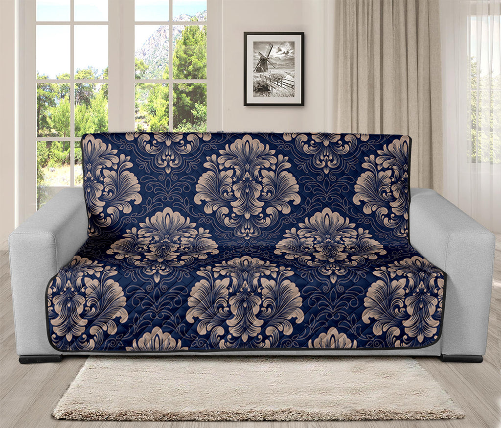 Blue And Brown Damask Pattern Print Futon Protector