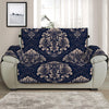 Blue And Brown Damask Pattern Print Half Sofa Protector