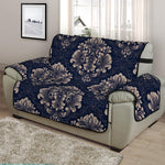 Blue And Brown Damask Pattern Print Half Sofa Protector