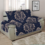 Blue And Brown Damask Pattern Print Half Sofa Protector