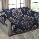 Blue And Brown Damask Pattern Print Loveseat Protector