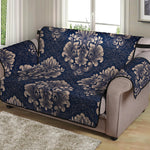 Blue And Brown Damask Pattern Print Loveseat Protector