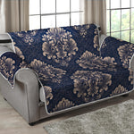 Blue And Brown Damask Pattern Print Loveseat Protector