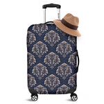 Blue And Brown Damask Pattern Print Luggage Cover