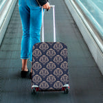 Blue And Brown Damask Pattern Print Luggage Cover