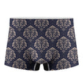 Blue And Brown Damask Pattern Print Men's Boxer Briefs