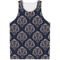 Blue And Brown Damask Pattern Print Men's Tank Top