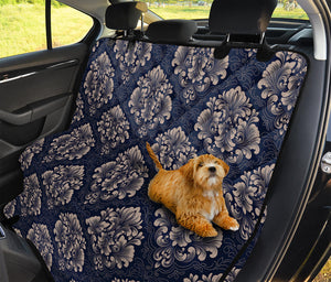 Blue And Brown Damask Pattern Print Pet Car Back Seat Cover