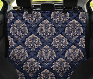 Blue And Brown Damask Pattern Print Pet Car Back Seat Cover