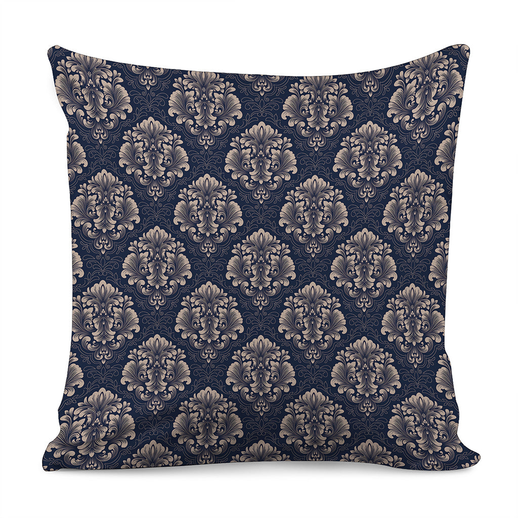 Blue And Brown Damask Pattern Print Pillow Cover