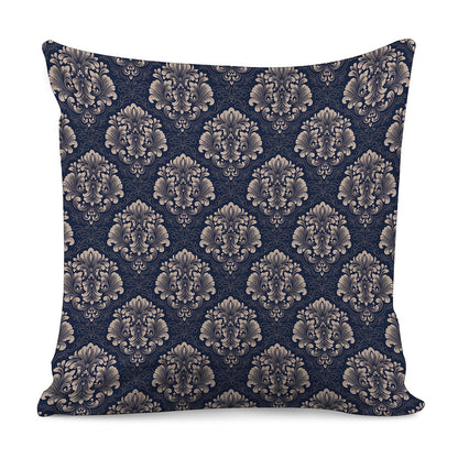Blue And Brown Damask Pattern Print Pillow Cover