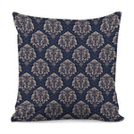 Blue And Brown Damask Pattern Print Pillow Cover