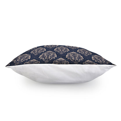Blue And Brown Damask Pattern Print Pillow Cover