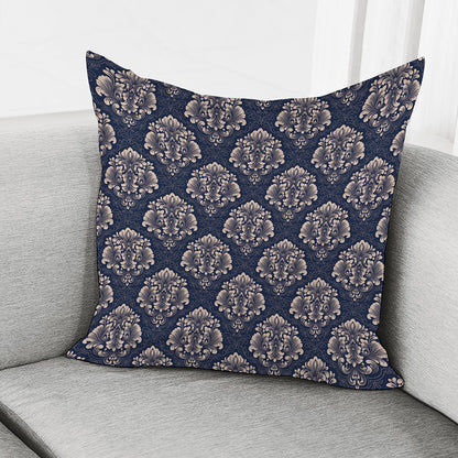 Blue And Brown Damask Pattern Print Pillow Cover