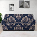 Blue And Brown Damask Pattern Print Sofa Cover