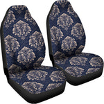 Blue And Brown Damask Pattern Print Universal Fit Car Seat Covers