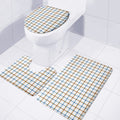 Blue And Brown Tattersall Pattern Print 3 Piece Bath Mat Set
