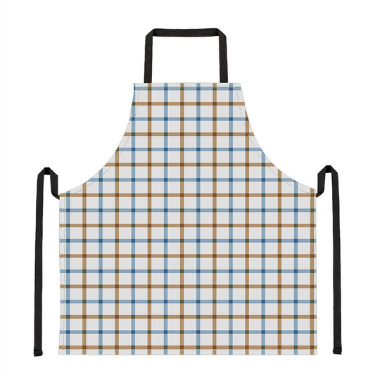 Blue And Brown Tattersall Pattern Print Apron