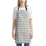 Blue And Brown Tattersall Pattern Print Apron