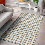Blue And Brown Tattersall Pattern Print Area Rug
