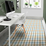 Blue And Brown Tattersall Pattern Print Area Rug