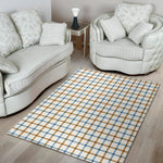 Blue And Brown Tattersall Pattern Print Area Rug