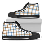 Blue And Brown Tattersall Pattern Print Black High Top Shoes